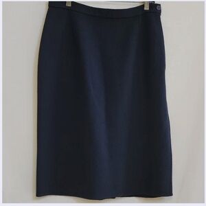 Mila Schon Navy Blue Lightweight Wool Skirt US 14 IT 46